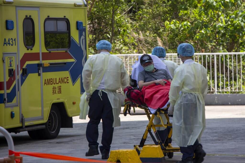 An emotional  resident is sent to the hospital, Tsuen Wan District Councilor  Chiu Yan-loy said.