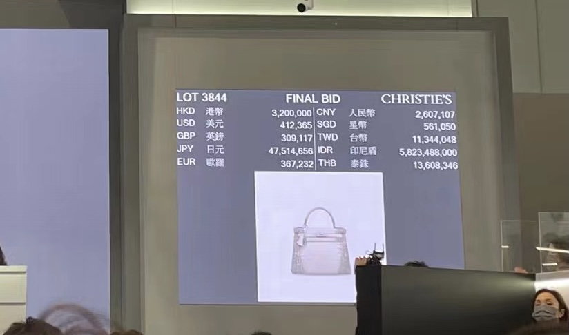 Crocodile-skin Hermes handbag sells for a record $222,912 at Christie's  auction